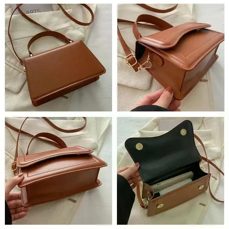 High Quality PU Leather Handbag Purse Women's Bag Solid Color Shoulder Crossbody Bags