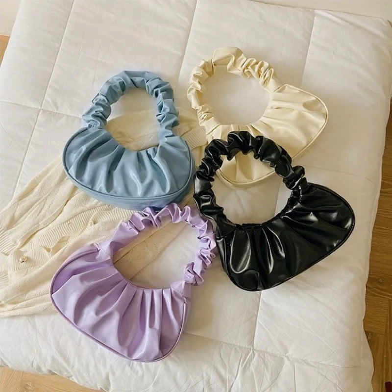 Women PU Cloud Bags Leisure Armpit Bag Shopping Shoulder Bags Dumpling Handbag Female 2024