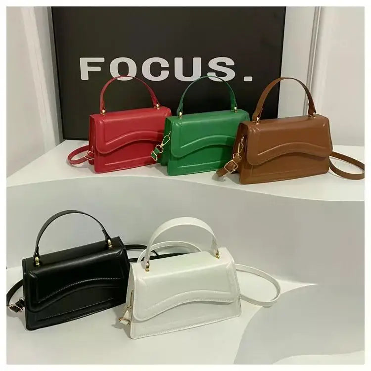 High Quality PU Leather Handbag Purse Women's Bag Solid Color Shoulder Crossbody Bags