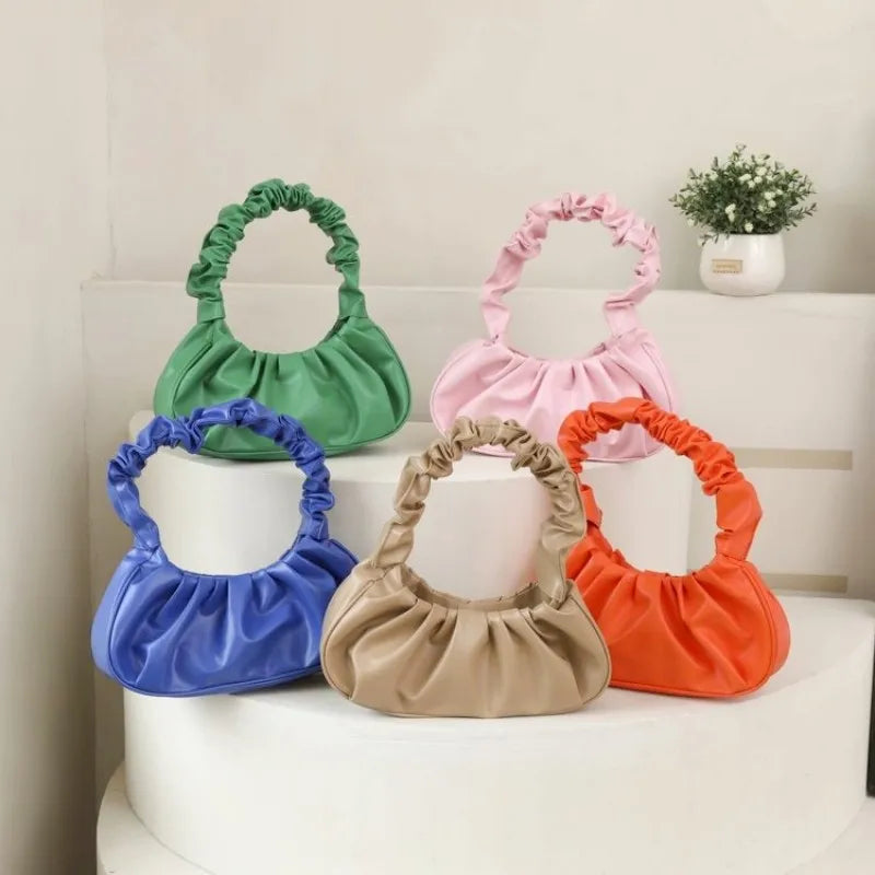 Women PU Cloud Bags Leisure Armpit Bag Shopping Shoulder Bags Dumpling Handbag Female 2024