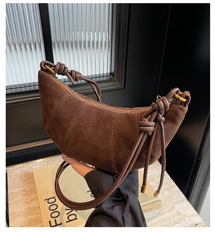Velvet Material Zipper 2025 High Quality Shoulder Bag