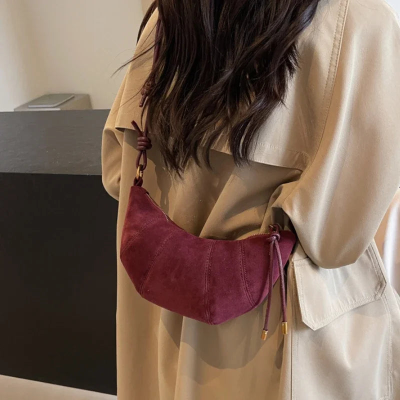 Velvet Material Zipper 2025 High Quality Shoulder Bag