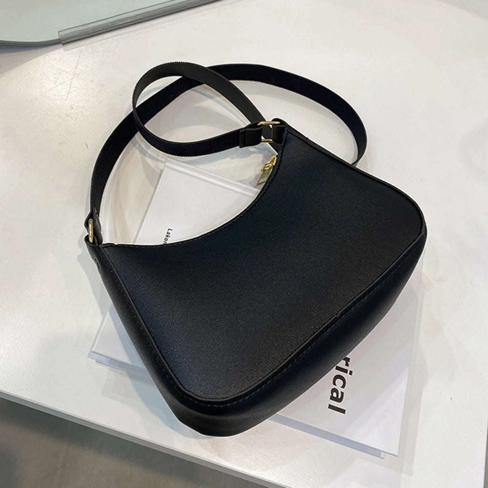 New Women's Fashion Handbags Retro Solid Color PU Leather Shoulder Underarm Bag Casual Women Hobos Handbags