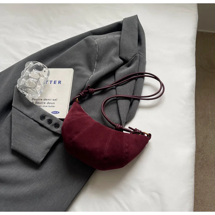 Velvet Material Zipper 2025 High Quality Shoulder Bag