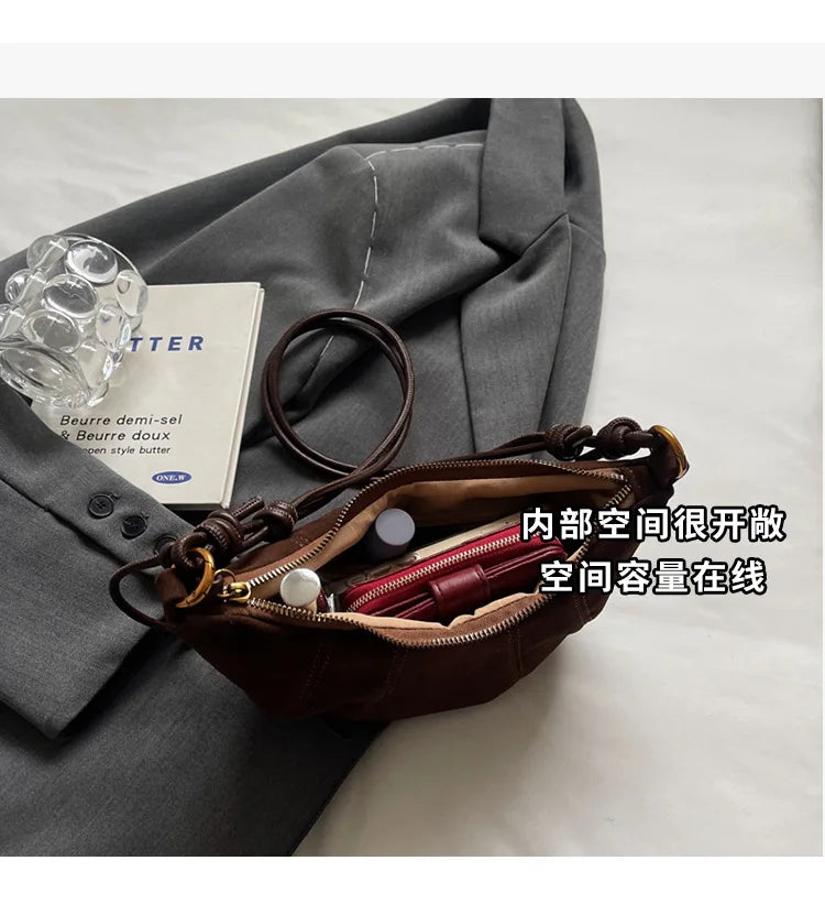 Velvet Material Zipper 2025 High Quality Shoulder Bag