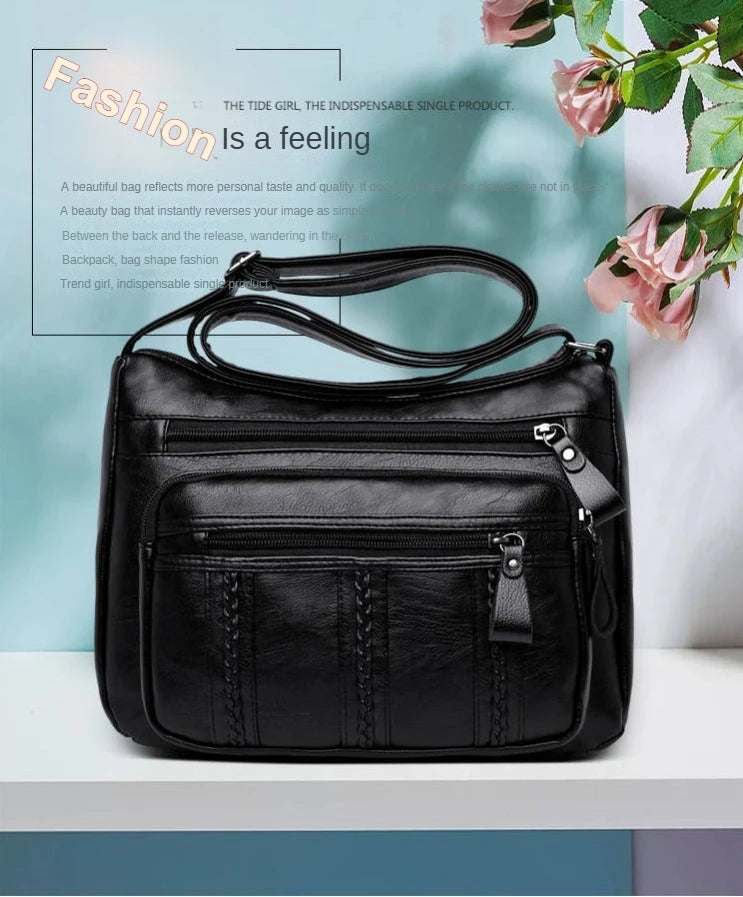 Women's bag Pu multilayered soft leather ladies fashion