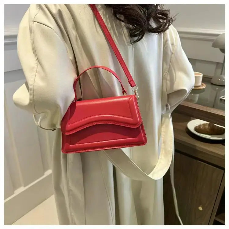 High Quality PU Leather Handbag Purse Women's Bag Solid Color Shoulder Crossbody Bags