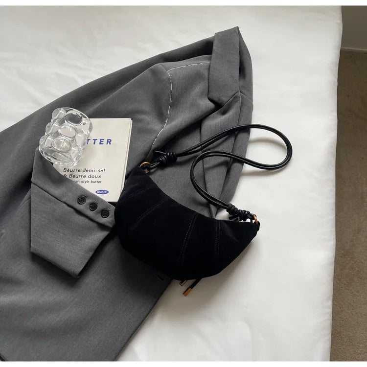 Velvet Material Zipper 2025 High Quality Shoulder Bag