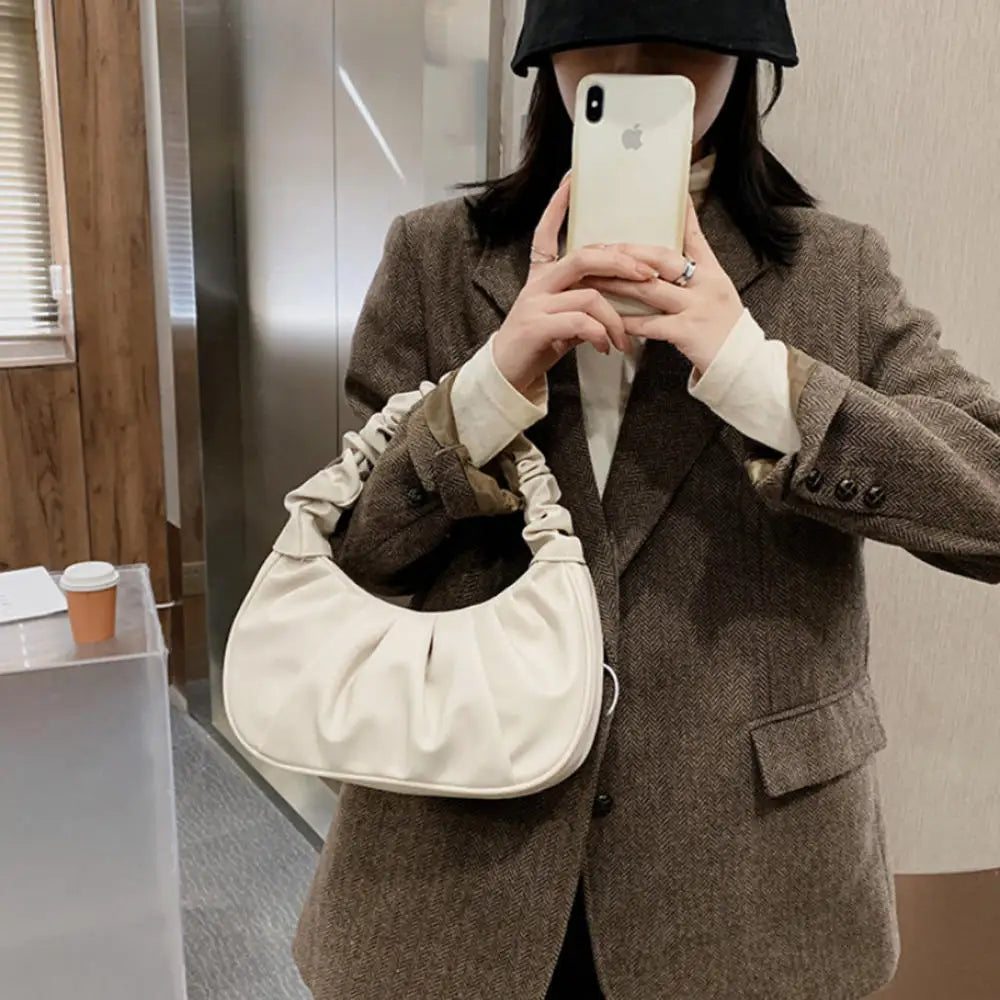 Women PU Cloud Bags Leisure Armpit Bag Shopping Shoulder Bags Dumpling Handbag Female 2024