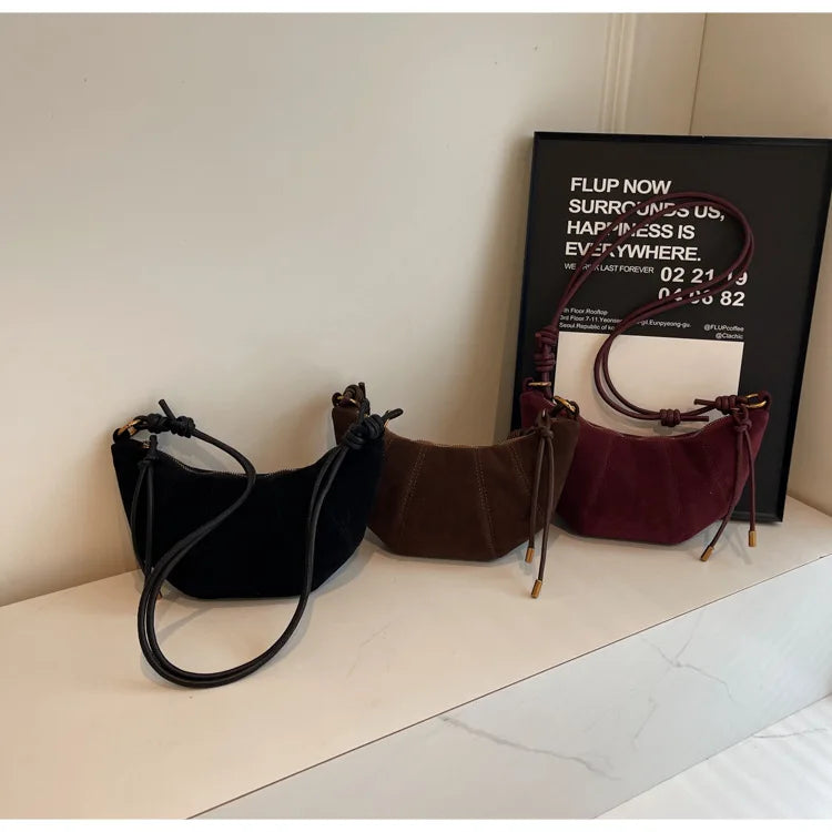 Velvet Material Zipper 2025 High Quality Shoulder Bag