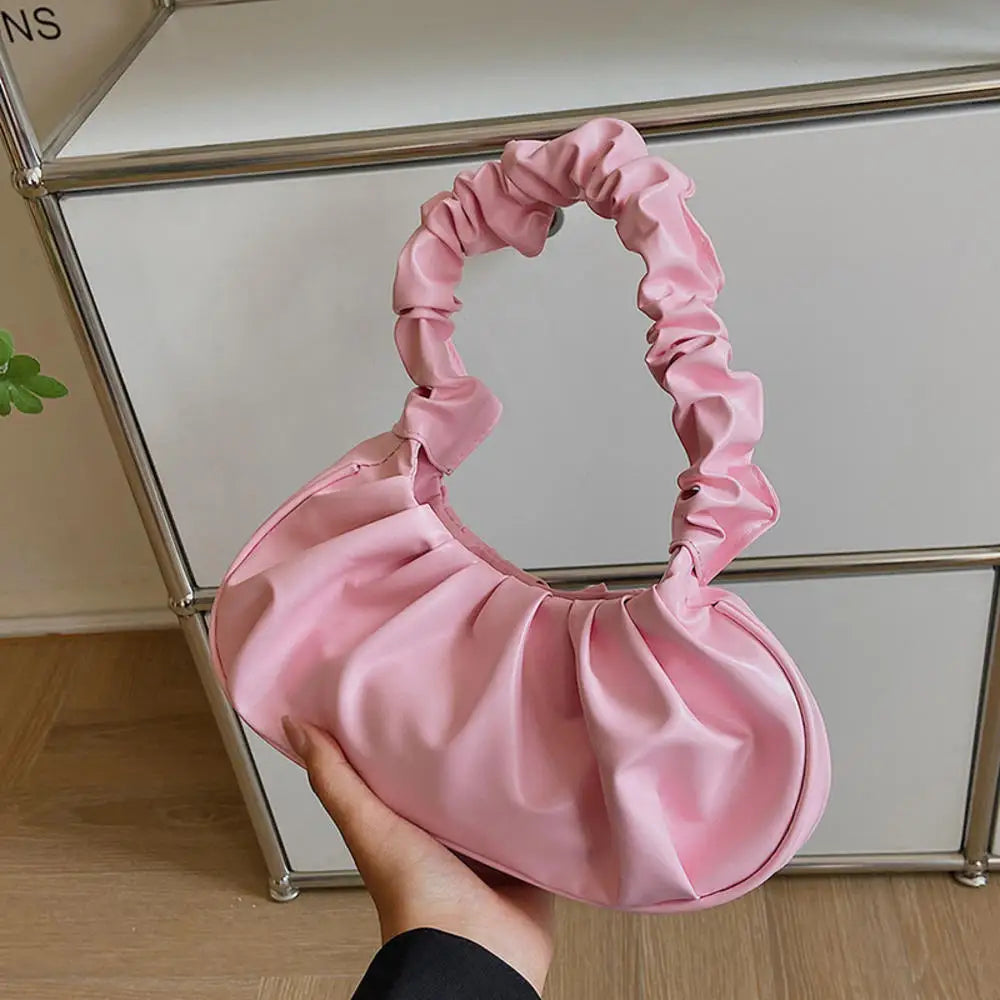 Women PU Cloud Bags Leisure Armpit Bag Shopping Shoulder Bags Dumpling Handbag Female 2024