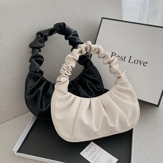 Women PU Cloud Bags Leisure Armpit Bag Shopping Shoulder Bags Dumpling Handbag Female 2024