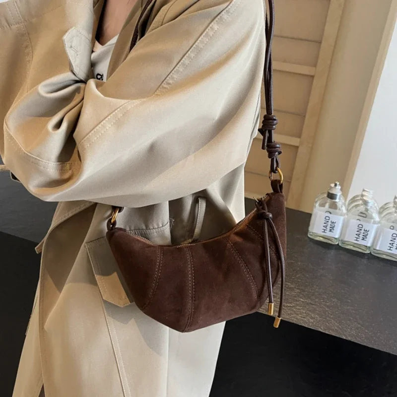 Velvet Material Zipper 2025 High Quality Shoulder Bag