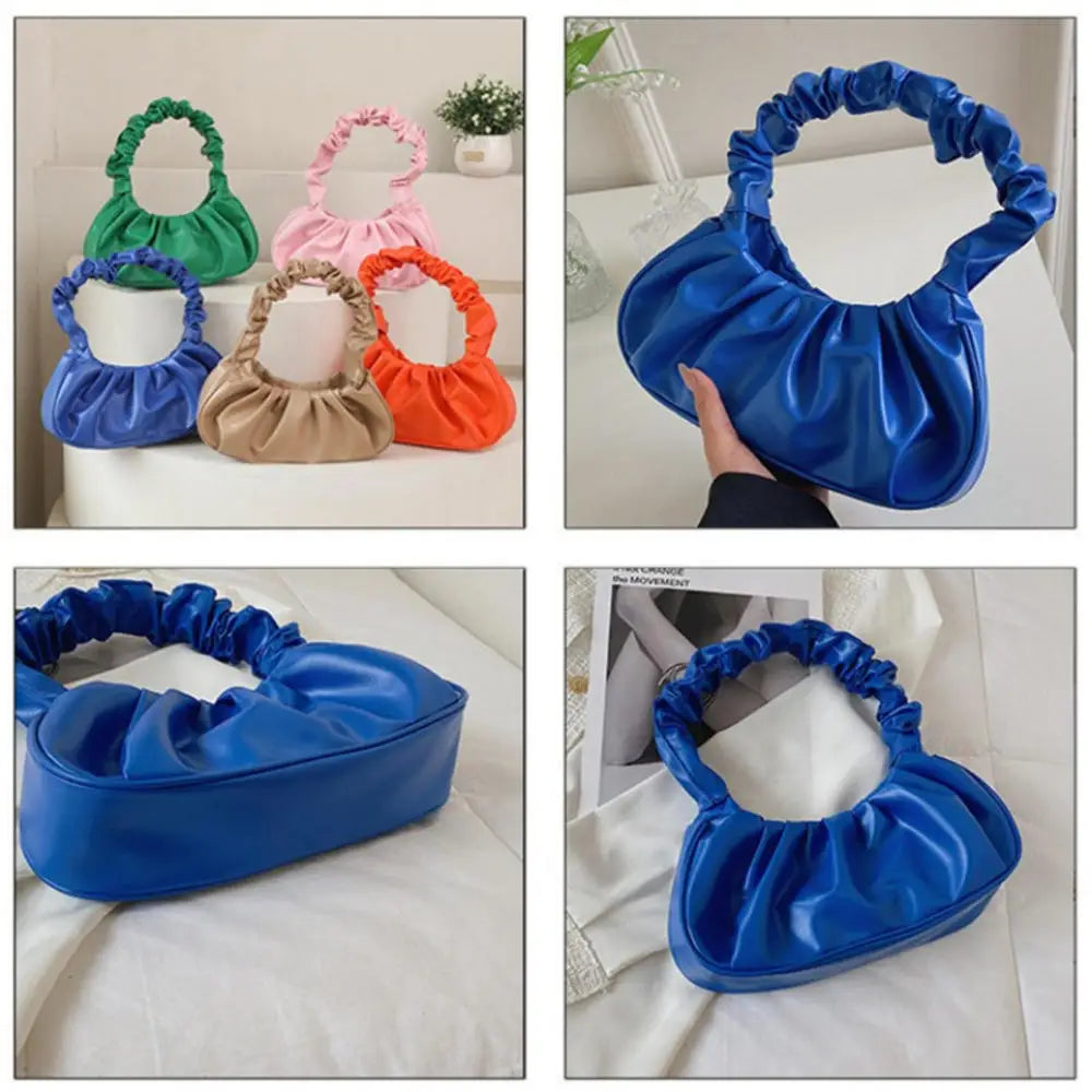 Women PU Cloud Bags Leisure Armpit Bag Shopping Shoulder Bags Dumpling Handbag Female 2024