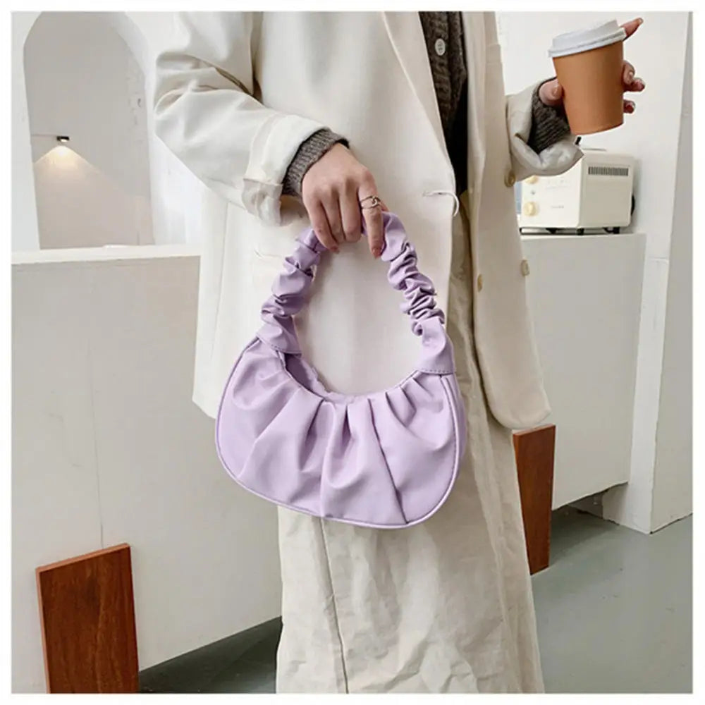 Women PU Cloud Bags Leisure Armpit Bag Shopping Shoulder Bags Dumpling Handbag Female 2024