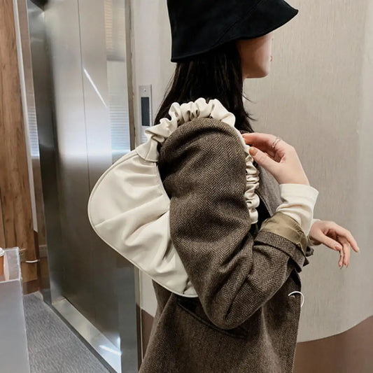 Women PU Cloud Bags Leisure Armpit Bag Shopping Shoulder Bags Dumpling Handbag Female 2024