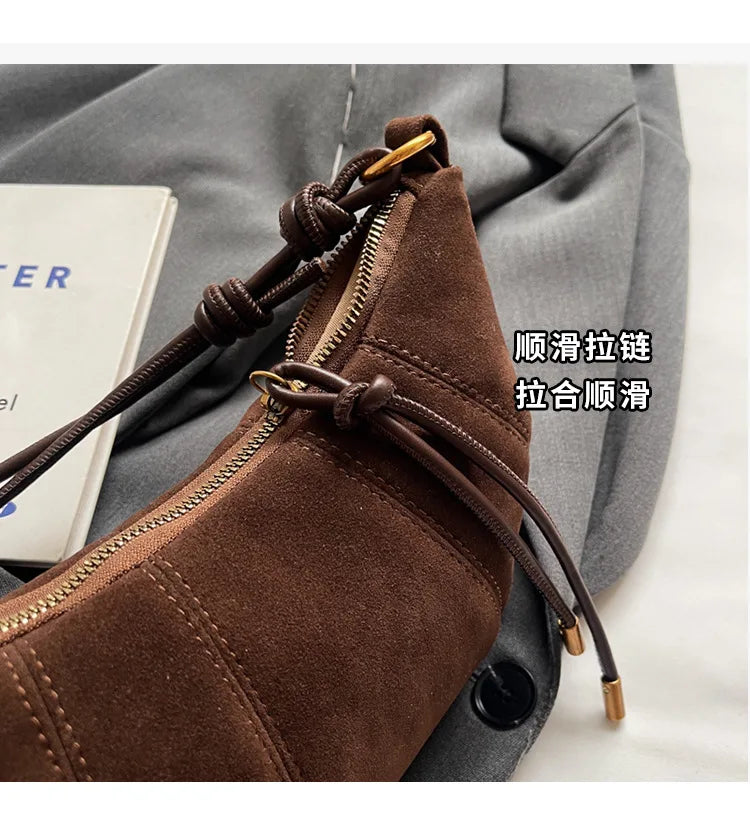 Velvet Material Zipper 2025 High Quality Shoulder Bag