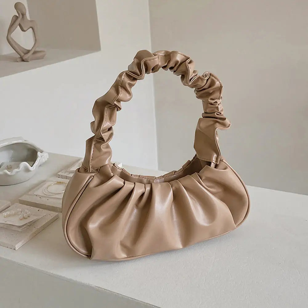 Women PU Cloud Bags Leisure Armpit Bag Shopping Shoulder Bags Dumpling Handbag Female 2024