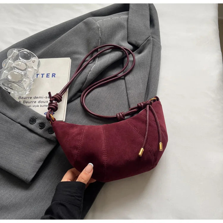 Velvet Material Zipper 2025 High Quality Shoulder Bag