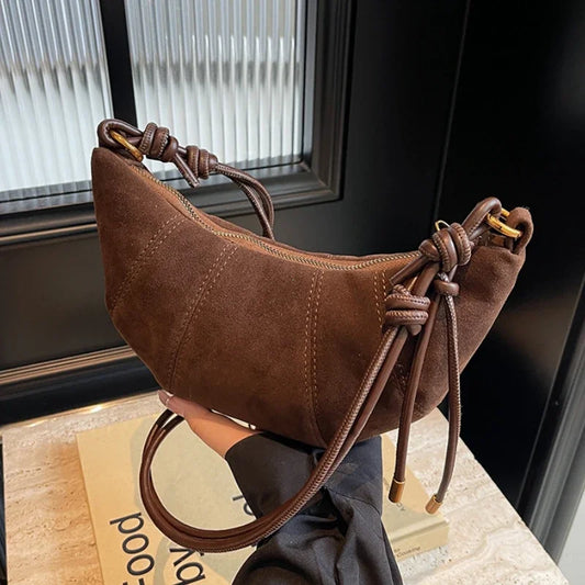 Velvet Material Zipper 2025 High Quality Shoulder Bag