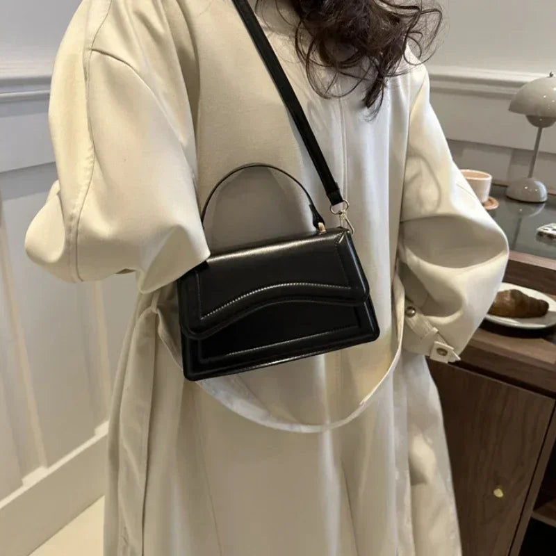 High Quality PU Leather Handbag Purse Women's Bag Solid Color Shoulder Crossbody Bags