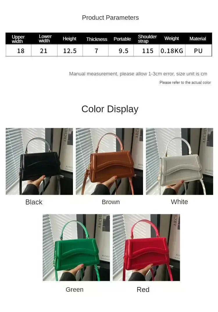 High Quality PU Leather Handbag Purse Women's Bag Solid Color Shoulder Crossbody Bags