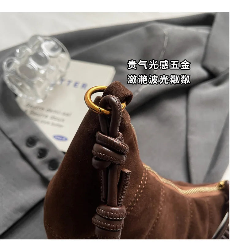Velvet Material Zipper 2025 High Quality Shoulder Bag