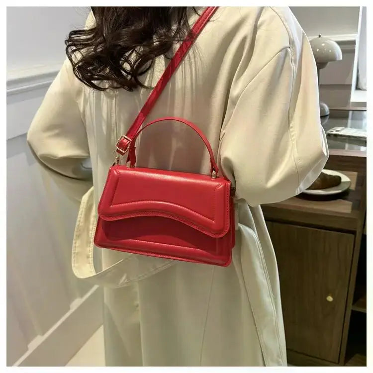 High Quality PU Leather Handbag Purse Women's Bag Solid Color Shoulder Crossbody Bags