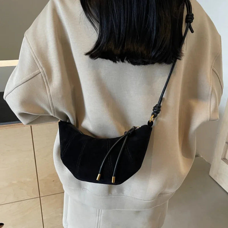 Velvet Material Zipper 2025 High Quality Shoulder Bag