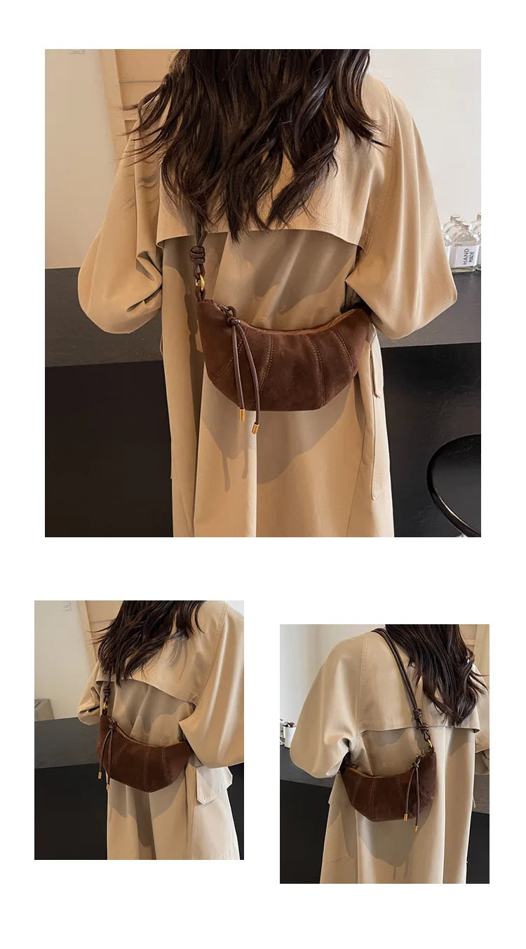 Velvet Material Zipper 2025 High Quality Shoulder Bag
