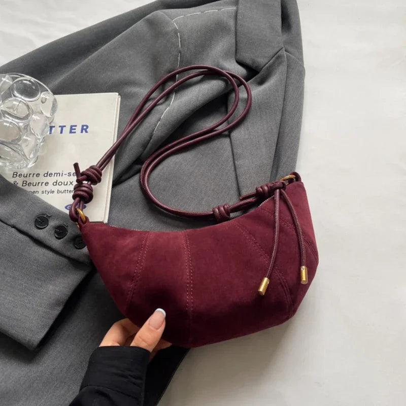 Velvet Material Zipper 2025 High Quality Shoulder Bag