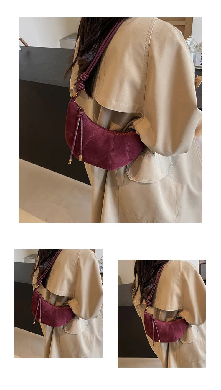 Velvet Material Zipper 2025 High Quality Shoulder Bag