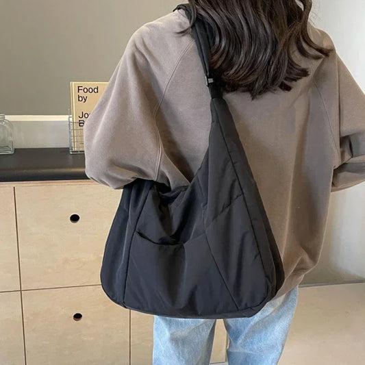 Trendy Women's Soft Cloth Shoulder Bag Solid