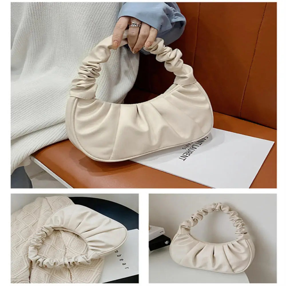 Women PU Cloud Bags Leisure Armpit Bag Shopping Shoulder Bags Dumpling Handbag Female 2024