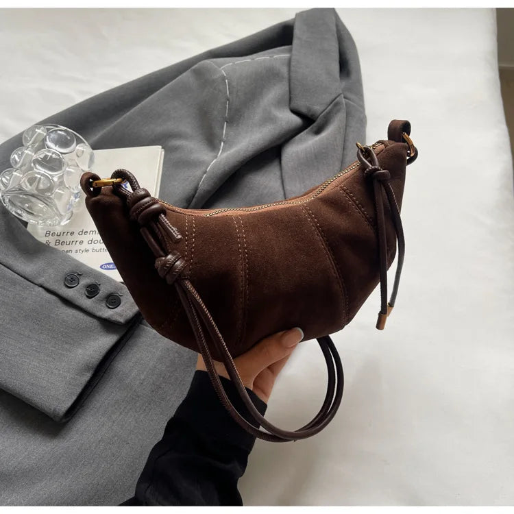 Velvet Material Zipper 2025 High Quality Shoulder Bag