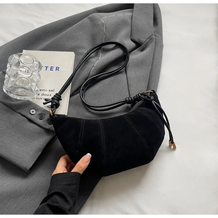 Velvet Material Zipper 2025 High Quality Shoulder Bag