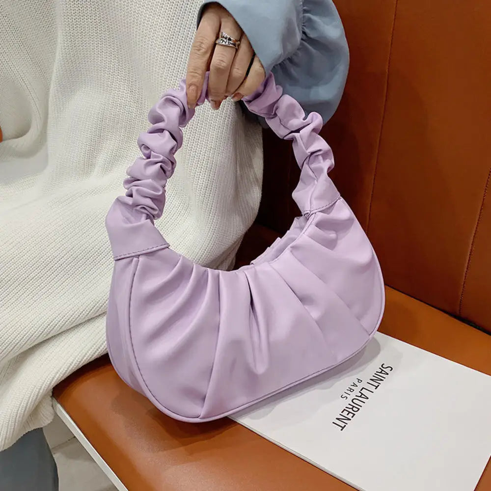 Women PU Cloud Bags Leisure Armpit Bag Shopping Shoulder Bags Dumpling Handbag Female 2024