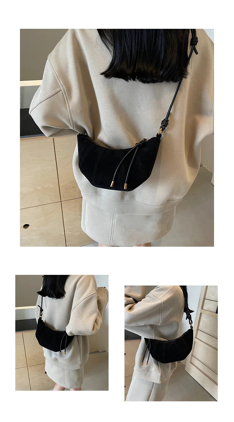 Velvet Material Zipper 2025 High Quality Shoulder Bag