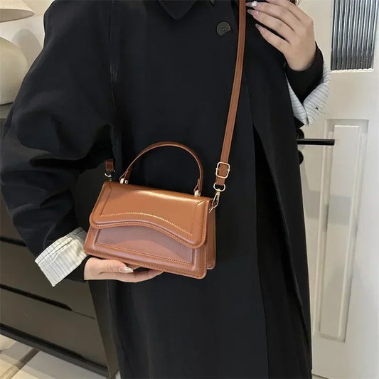 High Quality PU Leather Handbag Purse Women's Bag Solid Color Shoulder Crossbody Bags