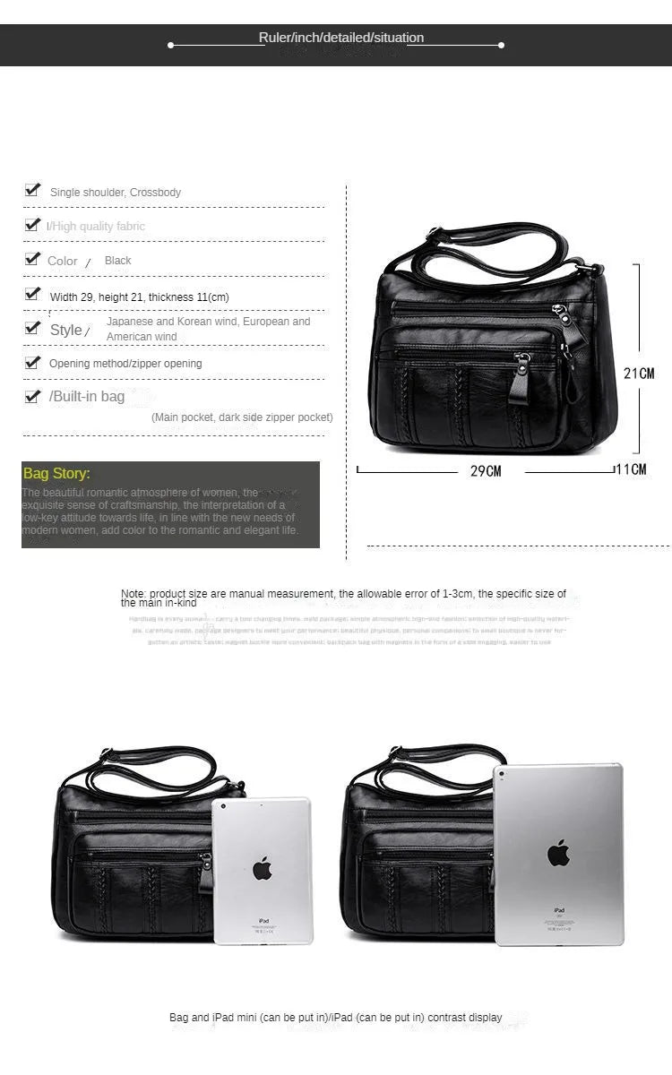 Women's bag Pu multilayered soft leather ladies fashion
