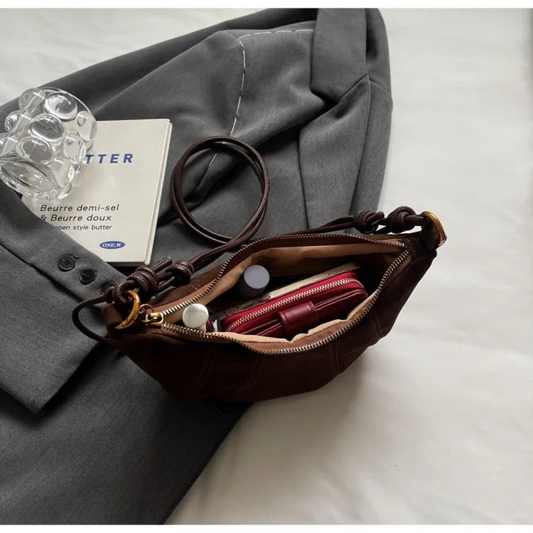Velvet Material Zipper 2025 High Quality Shoulder Bag